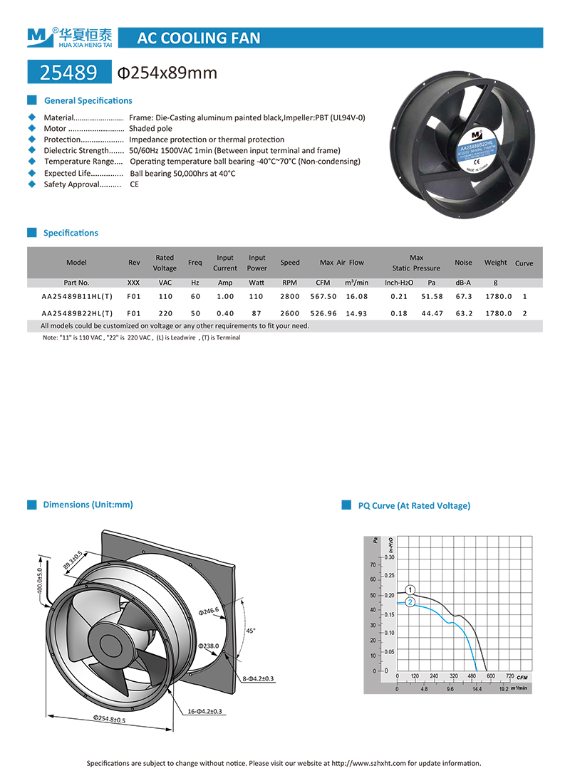 254mm ac fan