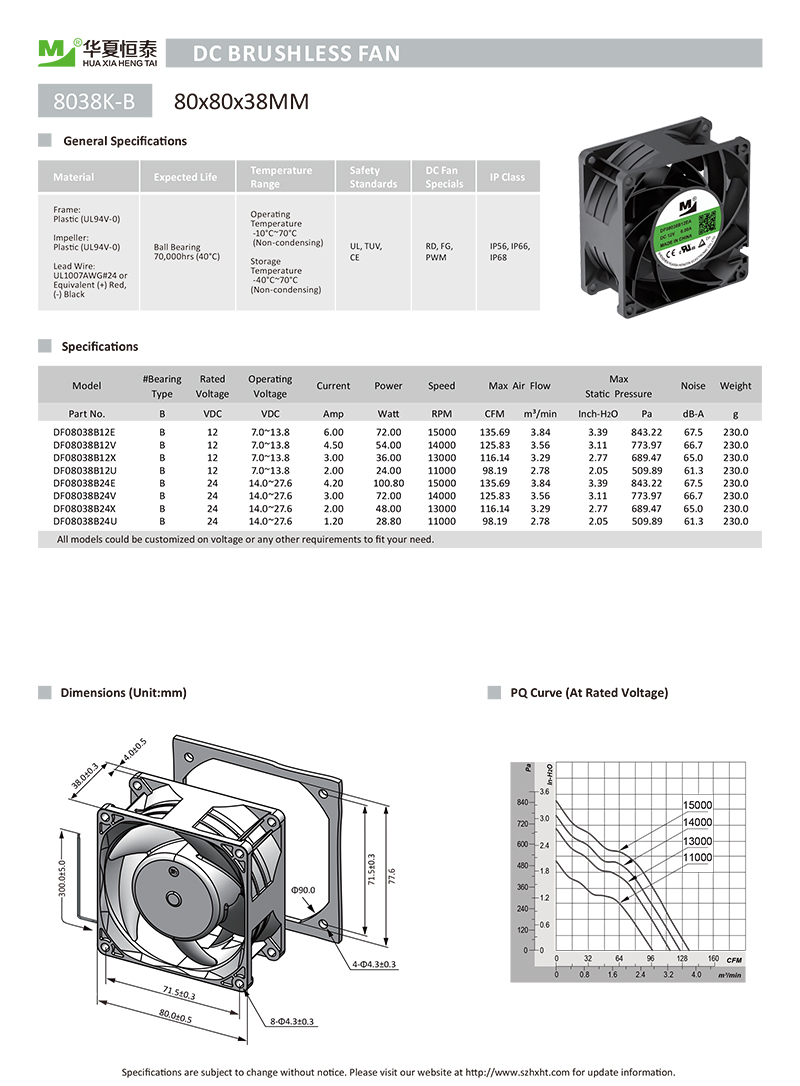80x80x38mm high speed dc fan